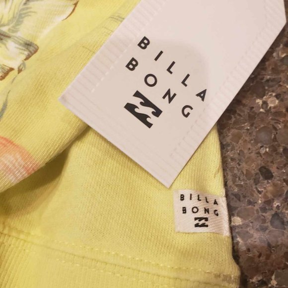 Billabong Surfline Yellow Tropical Floral Hoodie Sweatshirt - Picture 3 of 3